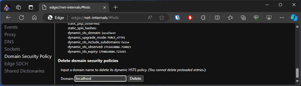 Delete domain security policies